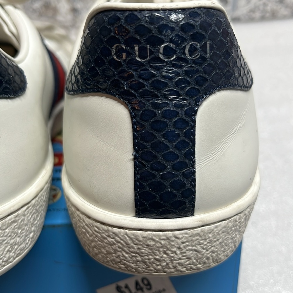Gucci Ace Leather 'White Blue' Sneaker - Picture 8 of 15